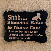 Load image into Gallery viewer, Shhh Sleeping Baby Door Sign 9x6.5in Painted Wood