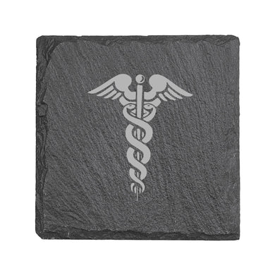 Coaster - Slate - Pharmaceutical Caduceus Hermes - SET OF 2