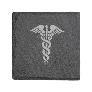 Coaster - Slate - Pharmaceutical Caduceus Hermes - SET OF 2