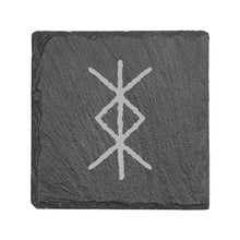 Load image into Gallery viewer, 15oz Stemless Wine Glass Set -  Viking Protection Rune + Slate Coaster