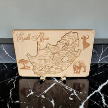 Load image into Gallery viewer, South Africa Puzzle Map - Art Kit - Raw Wood 12x18 Inches - 11 Pieces - With Stand