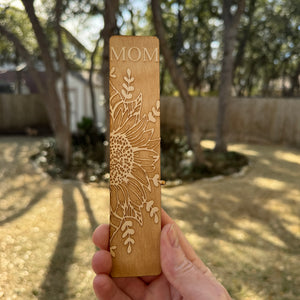 Bookmark - PERSONALIZED Sunflower Flower - Birch wood