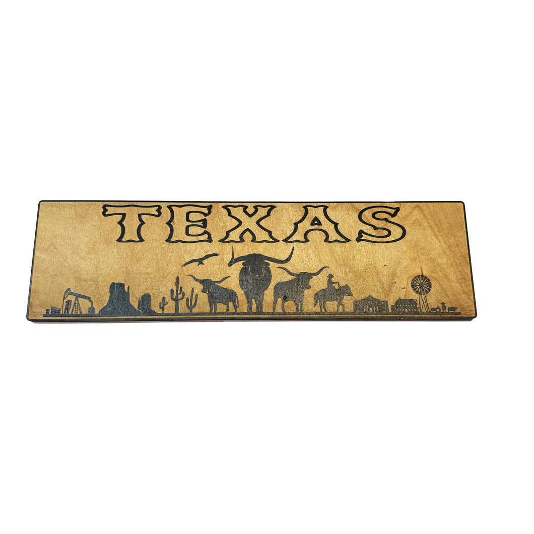 Texas Plaque with Landscape BLACK Sign 3x11