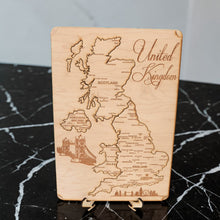 Load image into Gallery viewer, United Kingdom Puzzle Map - Art Kit - Raw Wood 12x18 Inches - 12 Pieces - With Stand