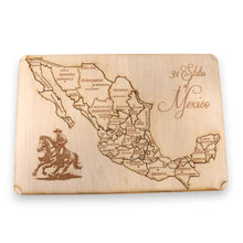 Load image into Gallery viewer, 31 States of Mexico - CUSTOM - Puzzle Map - Art Kit - Raw Wood 18x12 Inches - 32 pieces - With Stand
