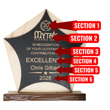 Load image into Gallery viewer, Award - PERSONALIZED - Trophy Award 1 - Black on Raw Wood