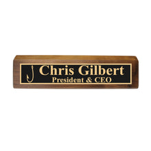Load image into Gallery viewer, Desk Wedge Name Plate - PERSONALIZED - Fish Hook - 11 Inches