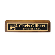 Load image into Gallery viewer, Desk Wedge Name Plate - PERSONALIZED - Indian Rhino - 11 Inches