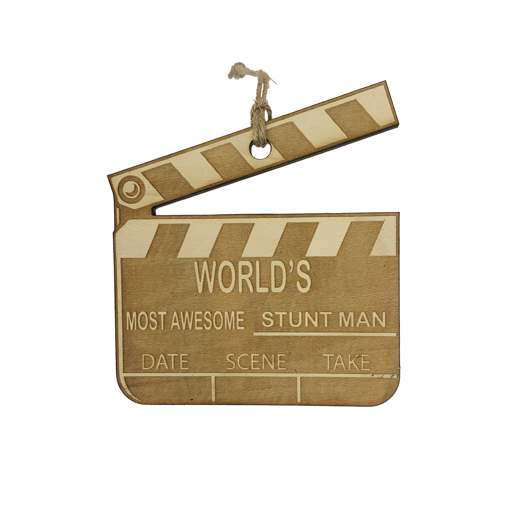 Worlds most awesome Stunt man - Ornament Raw Wood