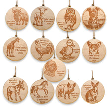 Load image into Gallery viewer, Ornament - Animals - PERSONALIZED - Raw Wood