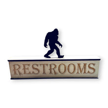 Load image into Gallery viewer, Sign - Restrooms - RAW WOOD - With Add on - Box Sign - 24x6x3 inches