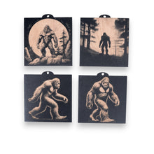 Load image into Gallery viewer, Ornament - BLACK - Bigfoot Sasquatch SET of 4 Ornaments