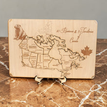 Load image into Gallery viewer, Canada Map - Puzzle Map - Art Kit - Raw Wood 18x12 Inches - 18 pieces - With Stand