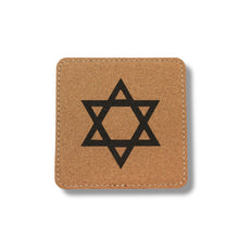 Load image into Gallery viewer, Coaster - Star of David - SET OF 2 - Leather or Stitched Cork