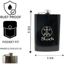 Load image into Gallery viewer, 8oz BLACK Seven Deadly Sins SLOTH Flask