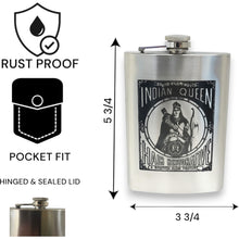 Load image into Gallery viewer, 8oz Indian Queen Stainless Steel Flask