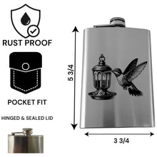 Load image into Gallery viewer, 8oz Flask - Hummingbird - Stainless Steel