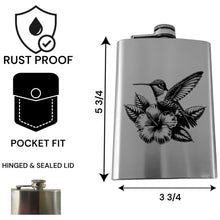 Load image into Gallery viewer, 8oz Flask - Hummingbird - Stainless Steel