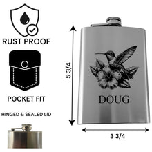 Load image into Gallery viewer, 8oz Flask - Hummingbird - PERSONALIZED - Stainless Steel