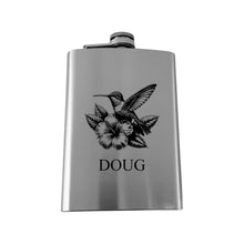 Load image into Gallery viewer, 8oz Flask - Hummingbird - PERSONALIZED - Stainless Steel