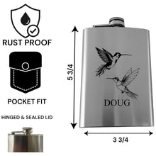 Load image into Gallery viewer, 8oz Flask - Hummingbird - PERSONALIZED - Stainless Steel
