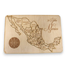 Load image into Gallery viewer, 31 States of Mexico - CUSTOM - Puzzle Map - Art Kit - Raw Wood 18x12 Inches - 32 pieces - With Stand