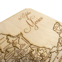 Load image into Gallery viewer, 31 States of Mexico - CUSTOM - Puzzle Map - Art Kit - Raw Wood 18x12 Inches - 32 pieces - With Stand