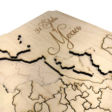 Load image into Gallery viewer, 31 States of Mexico - Puzzle Map - Art Kit - Raw Wood 18x12 Inches - 32 pieces - With Stand