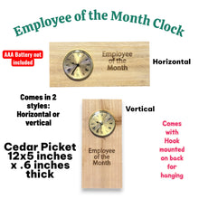 Load image into Gallery viewer, Clock - Cedar Picket - Employee of the Month - 12x5 Inches