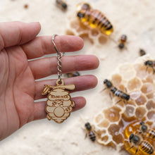 Load image into Gallery viewer, Keychain - Bee Hive - PERSONALIZED - Birch wood