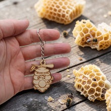 Load image into Gallery viewer, Keychain - Bee Hive - PERSONALIZED - Birch wood