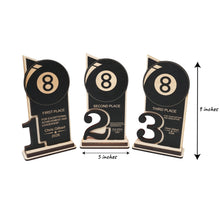 Load image into Gallery viewer, Trophy Award - PERSONALIZED - Billiards Pool - 1st 2nd 3rd Place - 9x5 Inches
