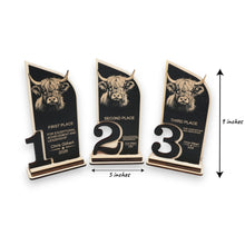 Load image into Gallery viewer, Trophy Award - PERSONALIZED - Highland Cow - 1st 2nd 3rd Place - 9x5 Inches