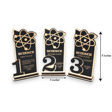 Load image into Gallery viewer, Trophy Award - PERSONALIZED - Science - 1st 2nd 3rd Place - 9x5 Inches