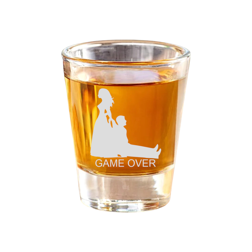 2oz Game Over Shot Glass Wedding Groomsman gift