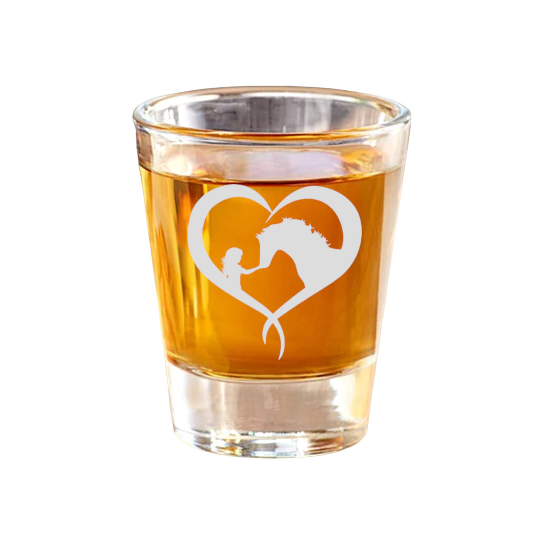 2oz Girl and Horse Heart Shot Glass