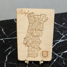 Load image into Gallery viewer, Portugal Puzzle Map - Art Kit - Raw Wood 12x18 Inches - 19 Pieces - With Stand