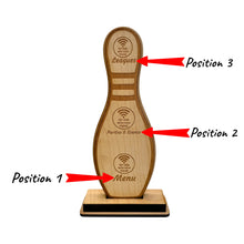 Load image into Gallery viewer, NFC - PERSONALIZED AND PROGRAMMED - Bowling Pin Drink and Food Menu - Near Field Communication