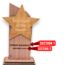 Load image into Gallery viewer, Trophy Award CEDAR  - PERSONALIZED - Employee of the Month - 9x5 Inches