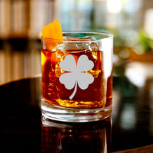 Load image into Gallery viewer, Rocks Glass - 4 Leaf Clover - Double Old Fashioned