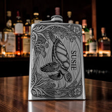 Load image into Gallery viewer, 8oz Flask - Sea Turtle - PERSONALIZED - Stainless Steel