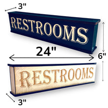 Load image into Gallery viewer, Sign - Restrooms - RAW WOOD - With Add on - Box Sign - 24x6x3 inches