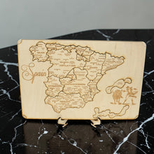 Load image into Gallery viewer, Spain Puzzle Map - Art Kit - Raw Wood 12x18 Inches - 18 Pieces - With Stand