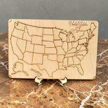 Load image into Gallery viewer, 50 State American Puzzle Map - Art Kit - Raw Wood 12x18 - With Stand