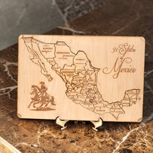 Load image into Gallery viewer, 31 States of Mexico - CUSTOM - Puzzle Map - Art Kit - Raw Wood 18x12 Inches - 32 pieces - With Stand