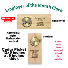 Load image into Gallery viewer, Clock - Cedar Picket - PERSONALIZED - Employee of the Month - 12x5 Inches