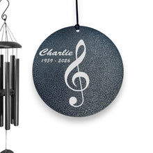 Load image into Gallery viewer, Wind Chime - PERSONALIZED - Treble Clef note - Black powder coated