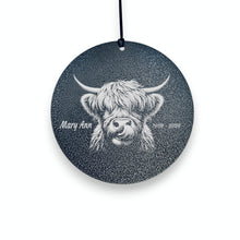 Load image into Gallery viewer, Wind Chime - PERSONALIZED - Highland Cow - Black powder coated