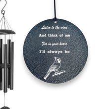Load image into Gallery viewer, Wind Chime - Listen to the wind and think of me - Black powder coated