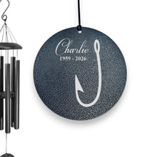 Load image into Gallery viewer, Wind Chime - Fish Hook - PERSONALIZED - Black powder coated